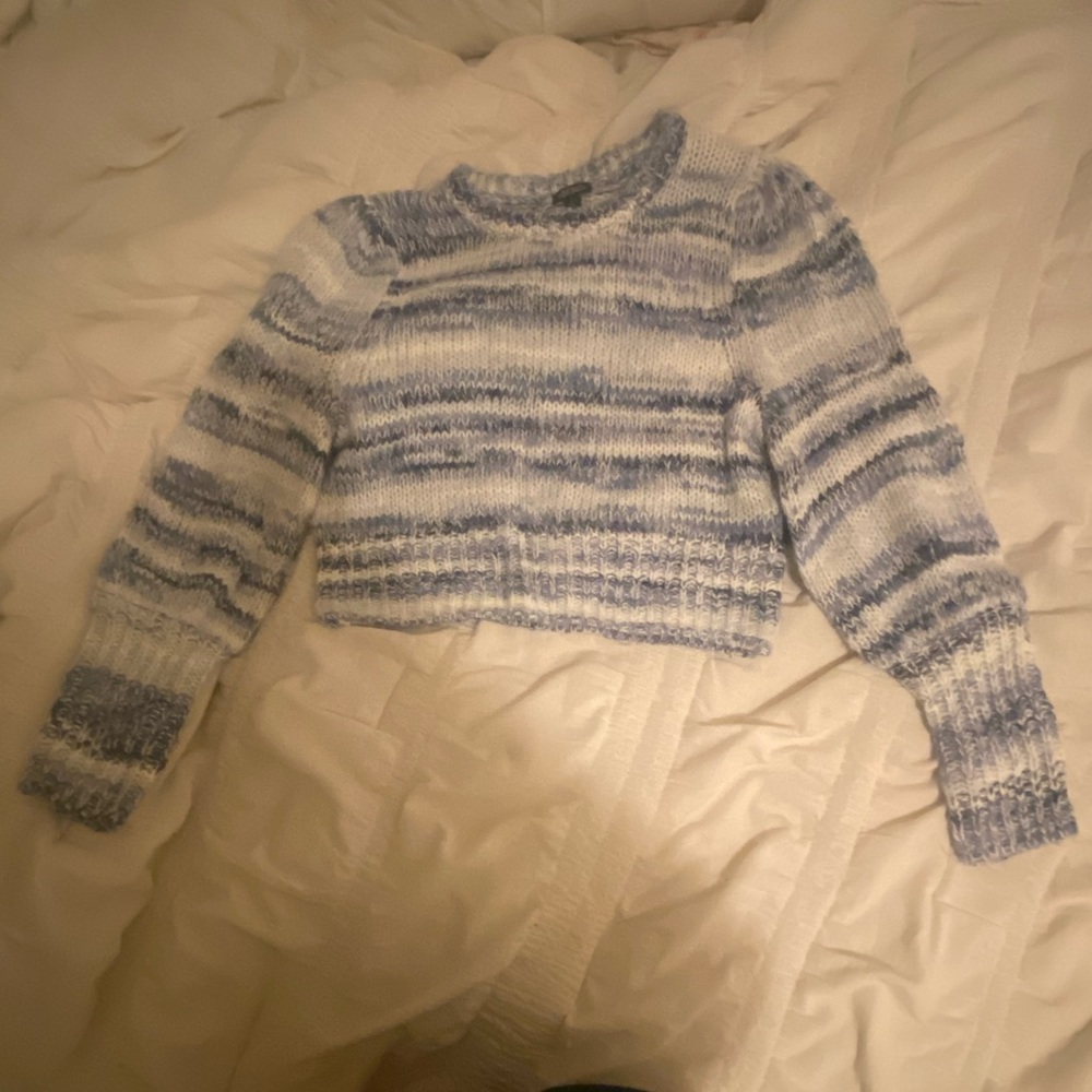 Long sleeve blue and white sweater